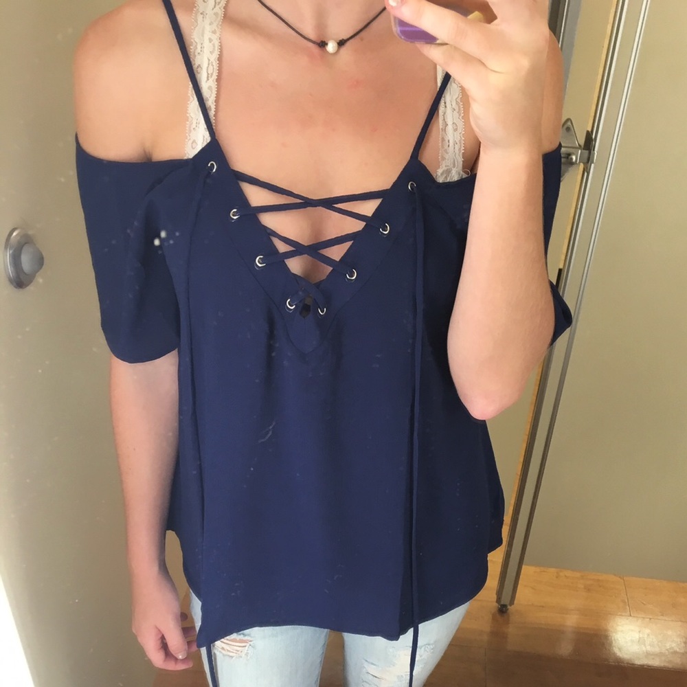 Navy cross top